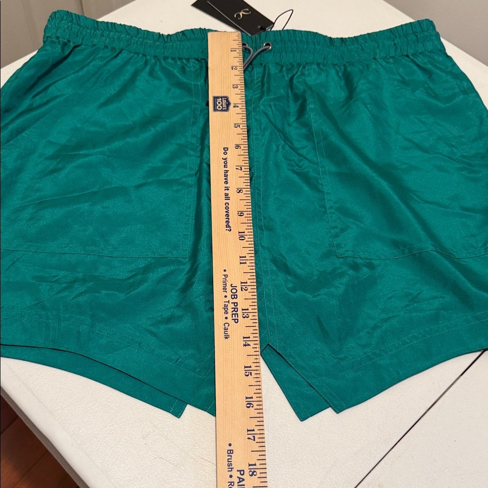 NWT MINI SKIRT Beach Summer Party Jungle Green 100% Silk drawstring Vacation Med - Picture 12 of 12
